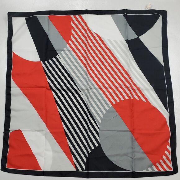Made In Italy Italian Geometric Scarf Red Black 26" Vintage - Picture 1 of 11
